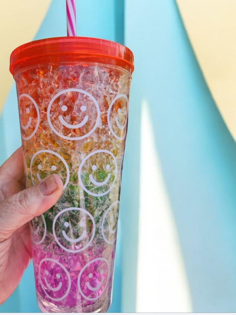 Smiley Face Ombre  Gel Tumbler with Straw ■ NWT ■ No Offers